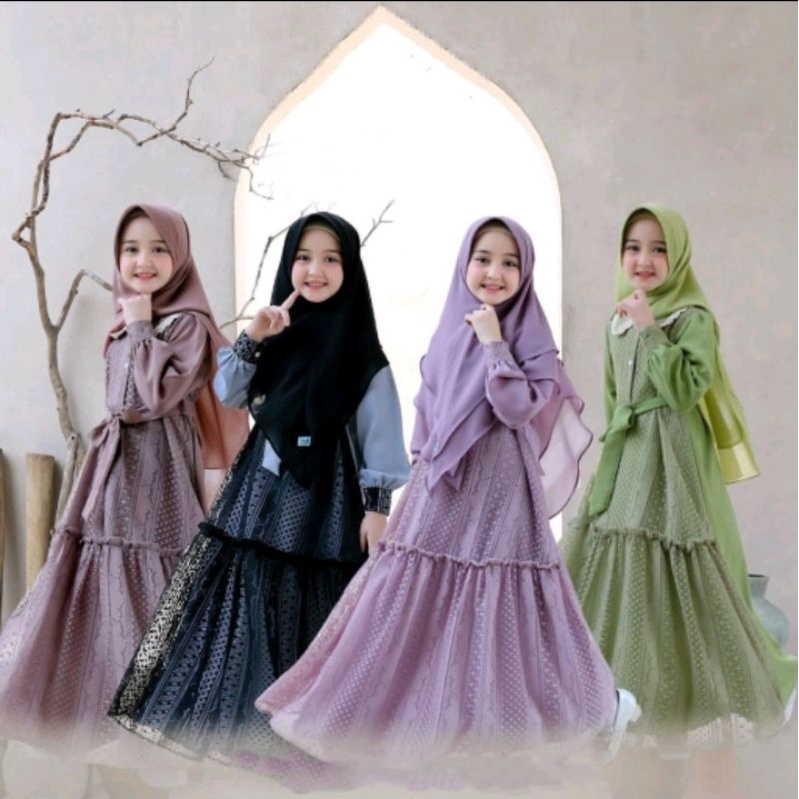 Aisygalery | Umama Syari Kids + KHIMAR | Umama Series Baju Gamis Muslim Anak Perempuan Terlaris