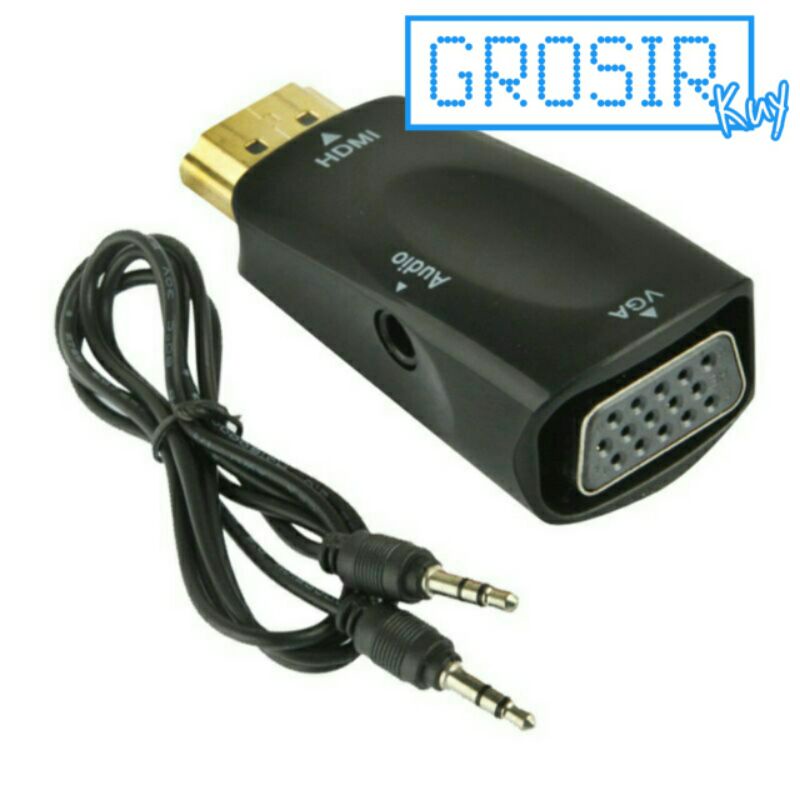 G476 Converter HDMI To VGA With Port Audio Full HD 1080p Plug and Play Laptop Ke Proyektor Male to F