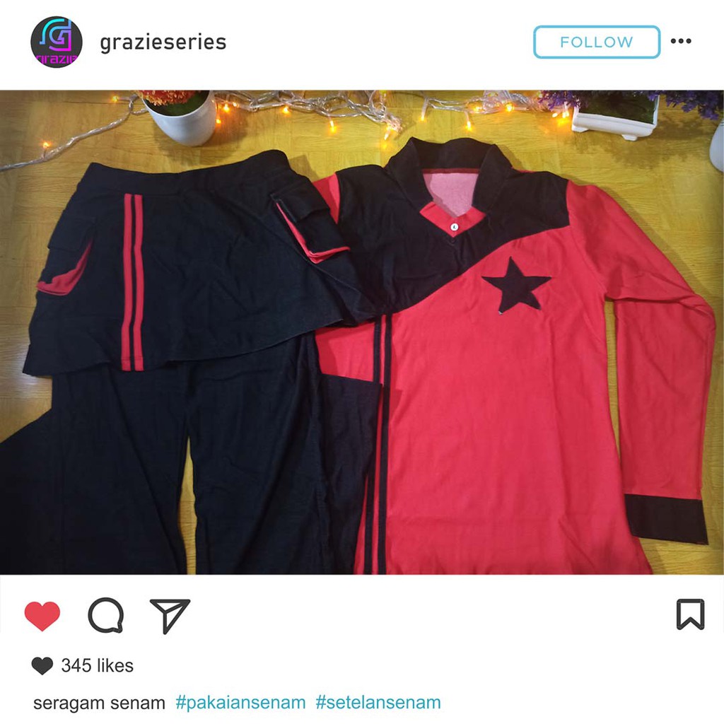 Seragam OLAHRAGA WANITA  AEROBIK SENAM baju dan celana model terbaru Freesia Merah Hitam