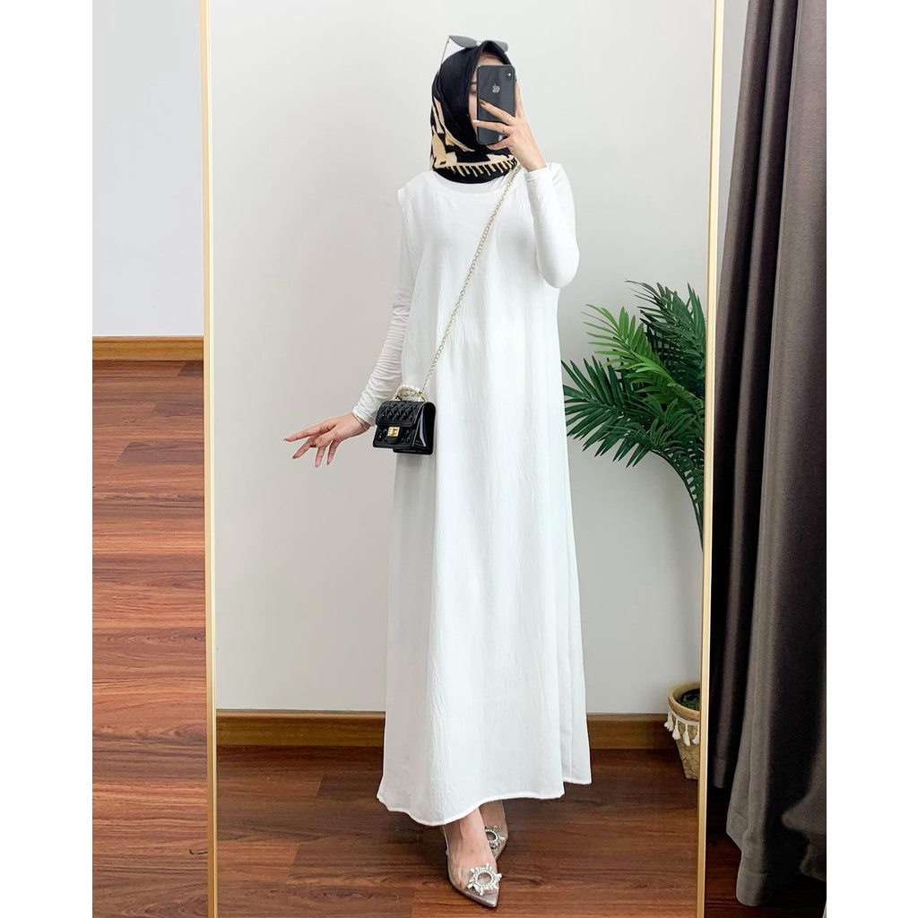 Gaudi inner dress | gamis wanita | dress hits wanita | gamis lengan kutung