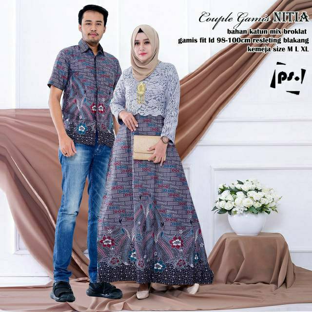 COUPLE BATIK MAXI DRESS GAMIS BROKAT MAUDYA NITIA BUSUI ORIGINAL