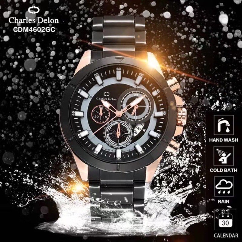 jam tangan charles delon tgl aktif original anti air free box