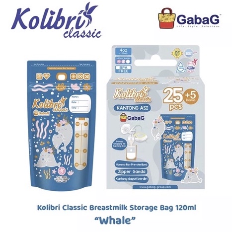 Kantong Asi /  BREASTMILK STORAGE BAG 30 x 120 ml Gabag Kolibri BPA Free 120ml asip asi perah