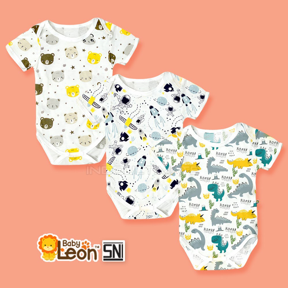 BABY LEON 1 Pcs Jumsuit Bayi Jumper Bayi Lengan Pendek BC-023SK COTTON Jumpsuit Anak Bayi Balita-1