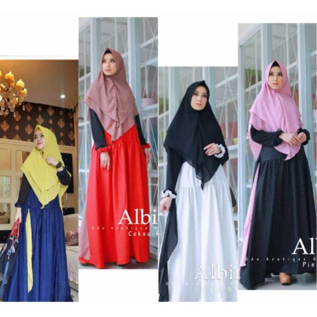 [Flas sale]Albina set syari  GDA Gamis polkadot miss polka be glow