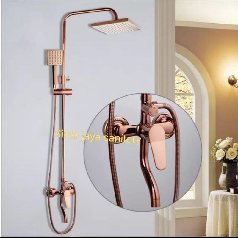 Shower tiang column Rose gold panas dingin / Kran tiang kotak panas dingin