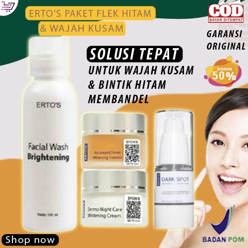 Ertos paket flek hitam BPOM perawatan kecantikan wajah penghilang flek hitam jerawat membandel