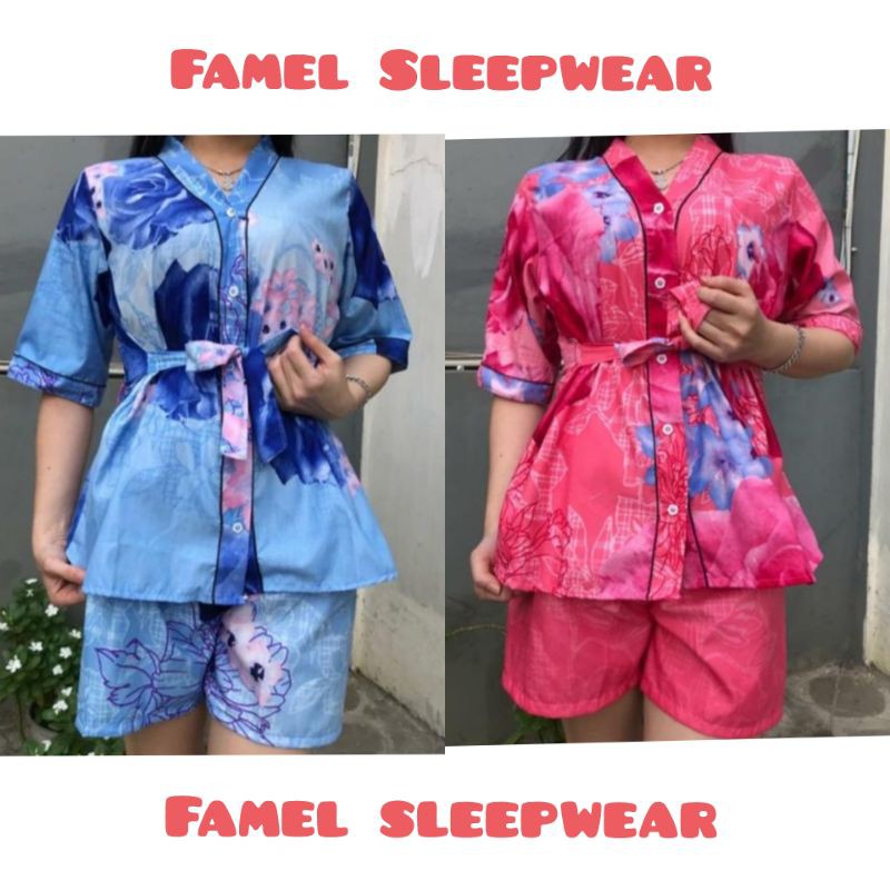 BAJU TIDUR CELANA PENDEK KIMONO BAJU TIDUR WANITA
