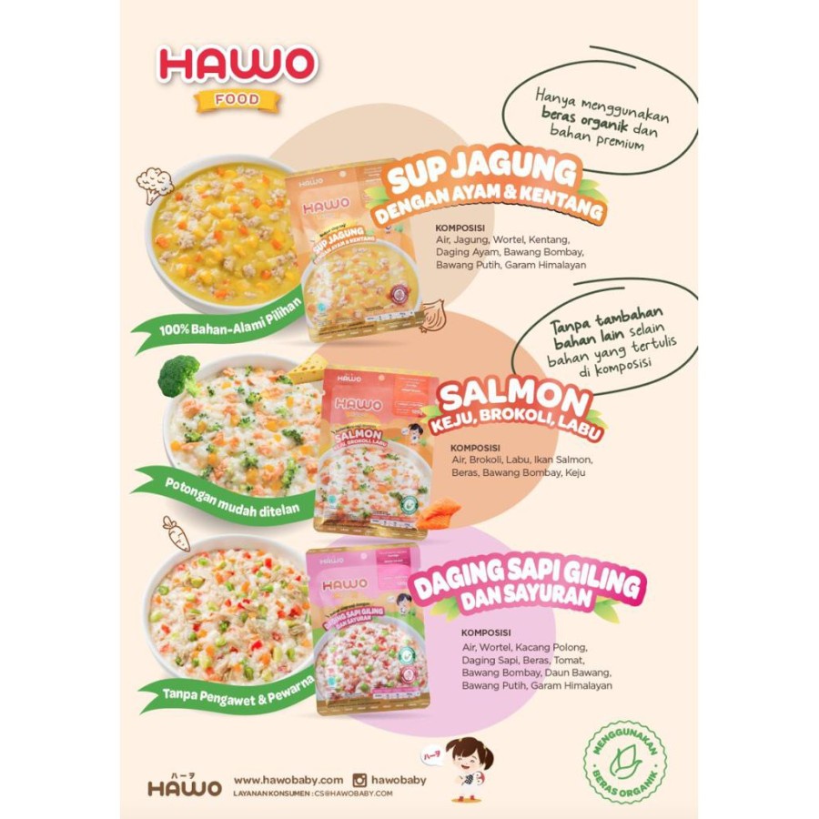 Hawofood Bubur Siap Saji Rasa (Salmon, Sup Jagung)