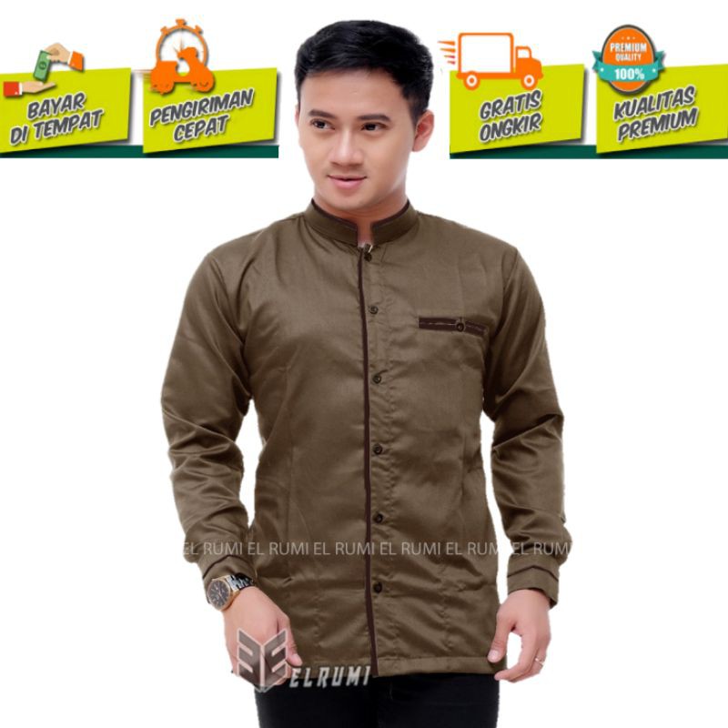 ELRUMI Baju Koko Seragam Hadroh Kemko Lengan Panjang Polos Murah