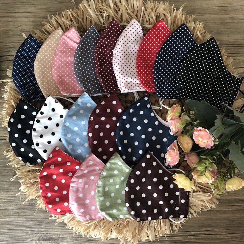 Masker dewasa polkadot duckbill earloop headloop katun Masker dewasa polkadot duckbill earloop headloop katun