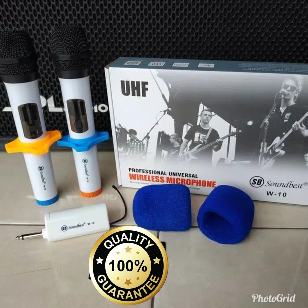 SOUNDBEST original mic WIRELESS charge MICROPHONE wireles charer pro audio sound sistem vokal vocal karaoke mik baterai cas casan profesional panggung  Mic Sepasang Original 100% asli Garansi 1 tahun Soundbest w10 receiver mini 2 unit mic handle kabel cas