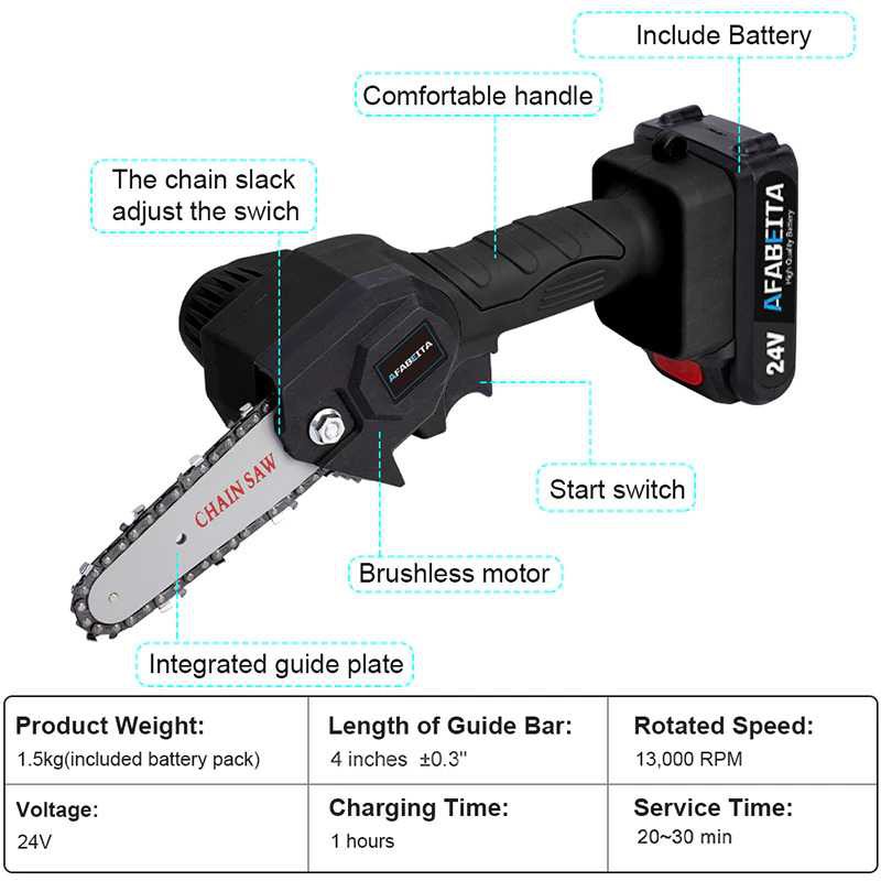 Gergaji Mesin Listrik Kayu Serbaguna Mini Chainsaw Cordless Portable 1200W