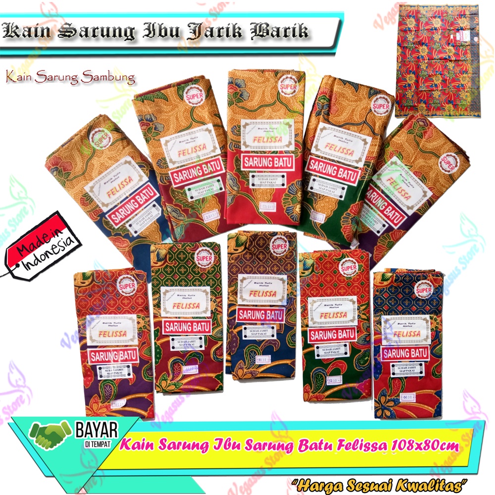 Sarung Ibu Melahirkan Sarung Murah Batu Jarik Felissa 1Pcs-Kain Sarung Wanita Sambung Santai-Vegasus Store (COD)