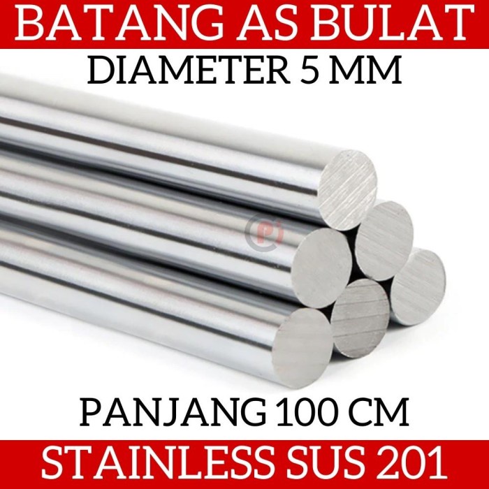 Batang AS STAINLESS SUS 201 SHAFT SMOOTH ROD Round 5mm x 100cm ( 1M )