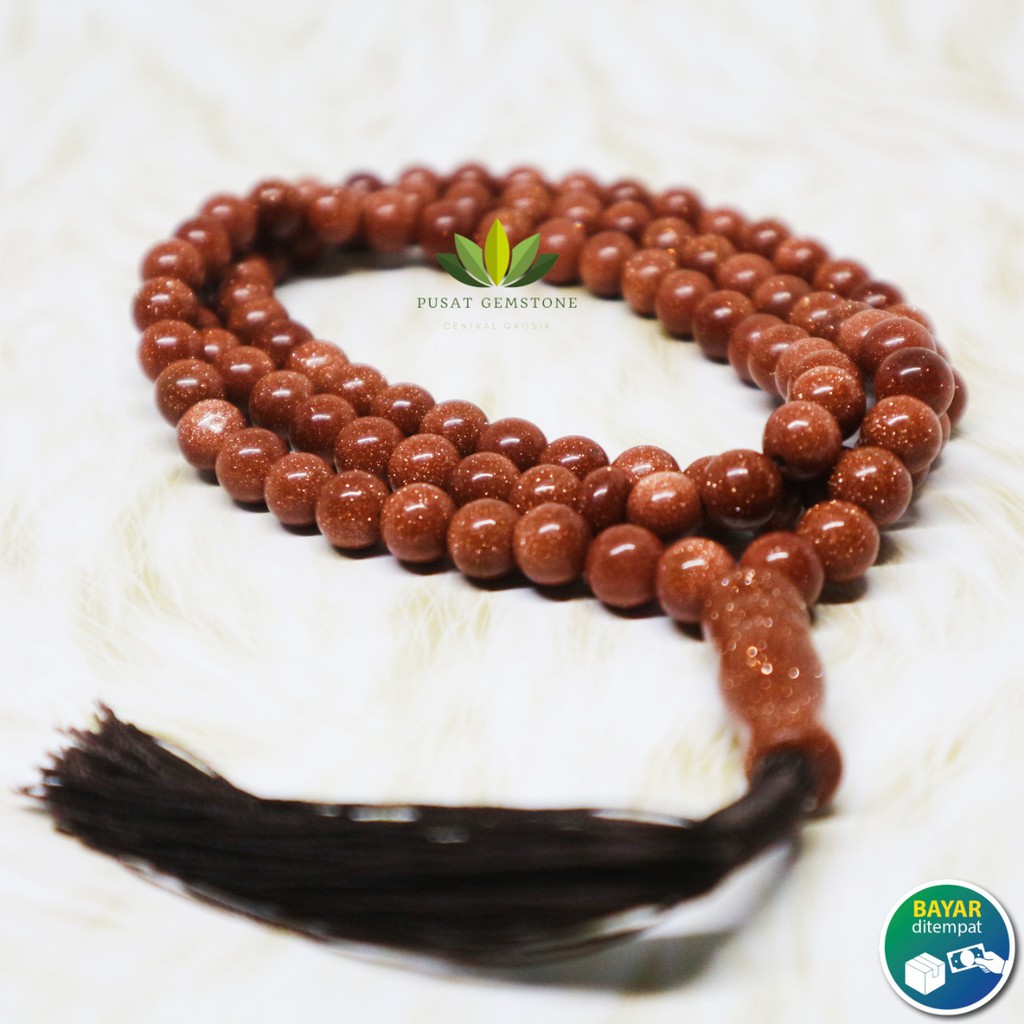 tasbih Batu Pasir Emas Asli Natural 99