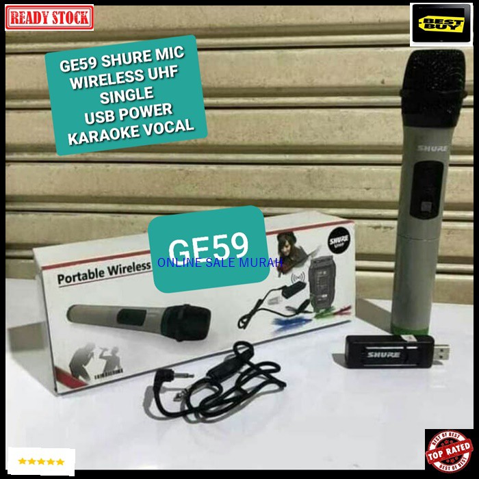 G59 Shure mic microphone mikrophone wireles wireless uhf single profesional pro vocal vokal Handheld TUNGGAL mikrofon karaoke audio sound system panggung dj studio G59   BISA DIGUNAKAN SEGALA JENIS AUDIO  BISA JG BUAT YOUTUBER TINGGAL BELI SPLITTER NYA AJ