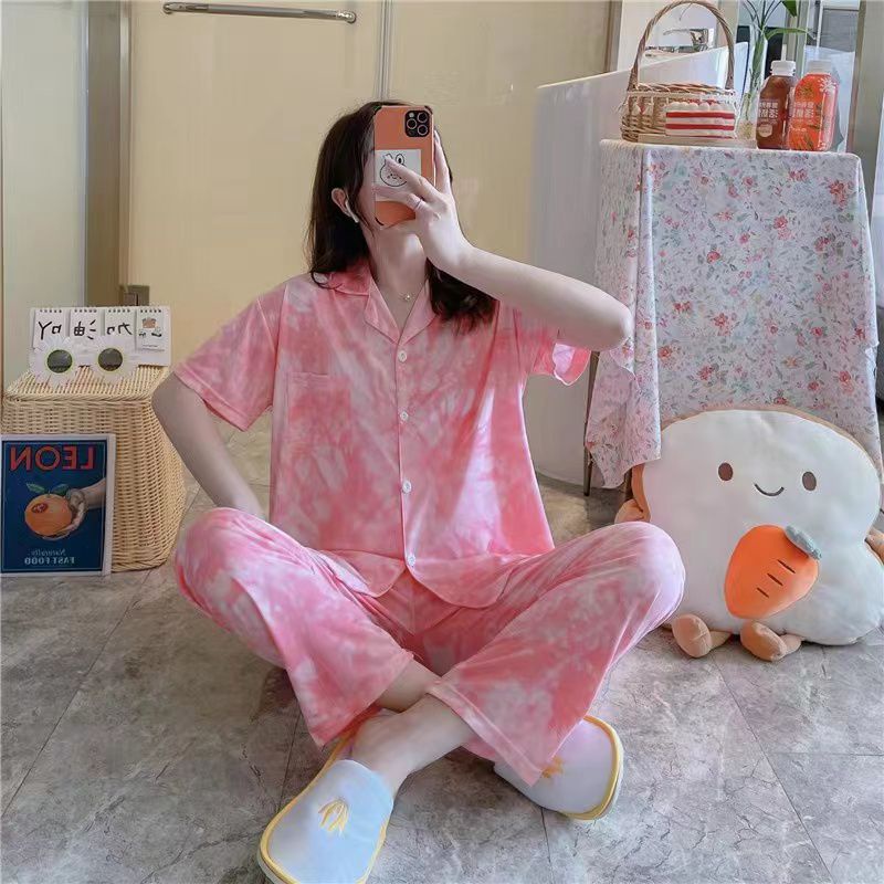 Baju tidur wanita / Piyama Cp baju tidur wanita krah pendek import kotak freesize-Cp.k GALAXY PINK