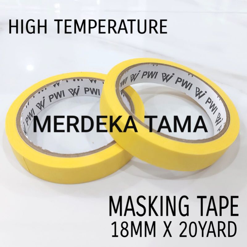 

Solasi Kertas Isolasi Kuning Tahan Panas Premium PWI 18mm x 20yard