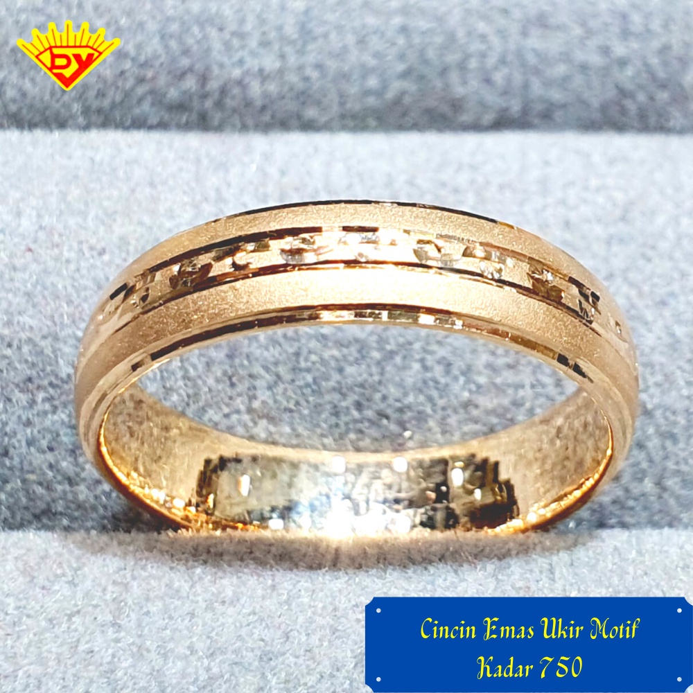 Cincin Emas Ukir Motif Kadar Emas 750