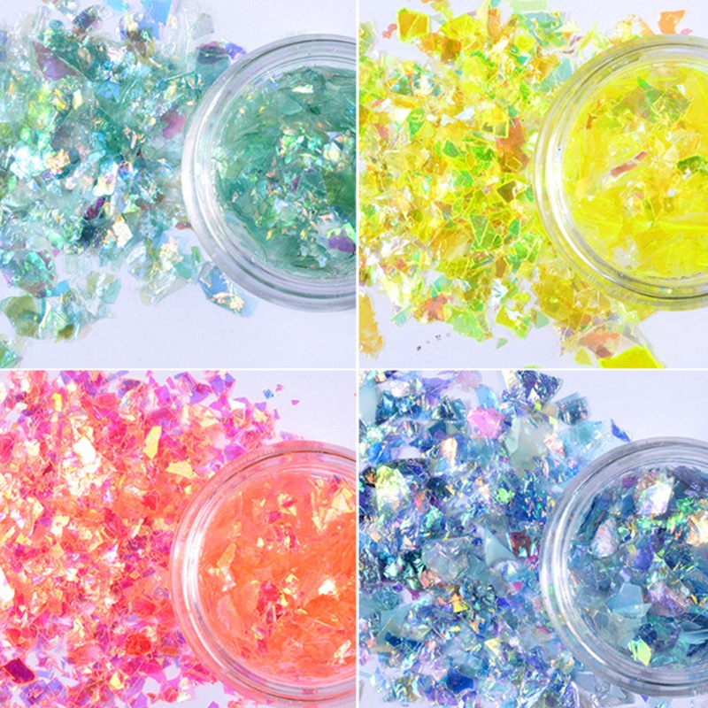 SIY  12 Colors Manicure Shell Cellophane Colorful Candy Aurora Papers Hard Epoxy Filling Nail Polish Adhesive Decoration Nails Art Glitter Sequins DIY Jewelry Accesorries