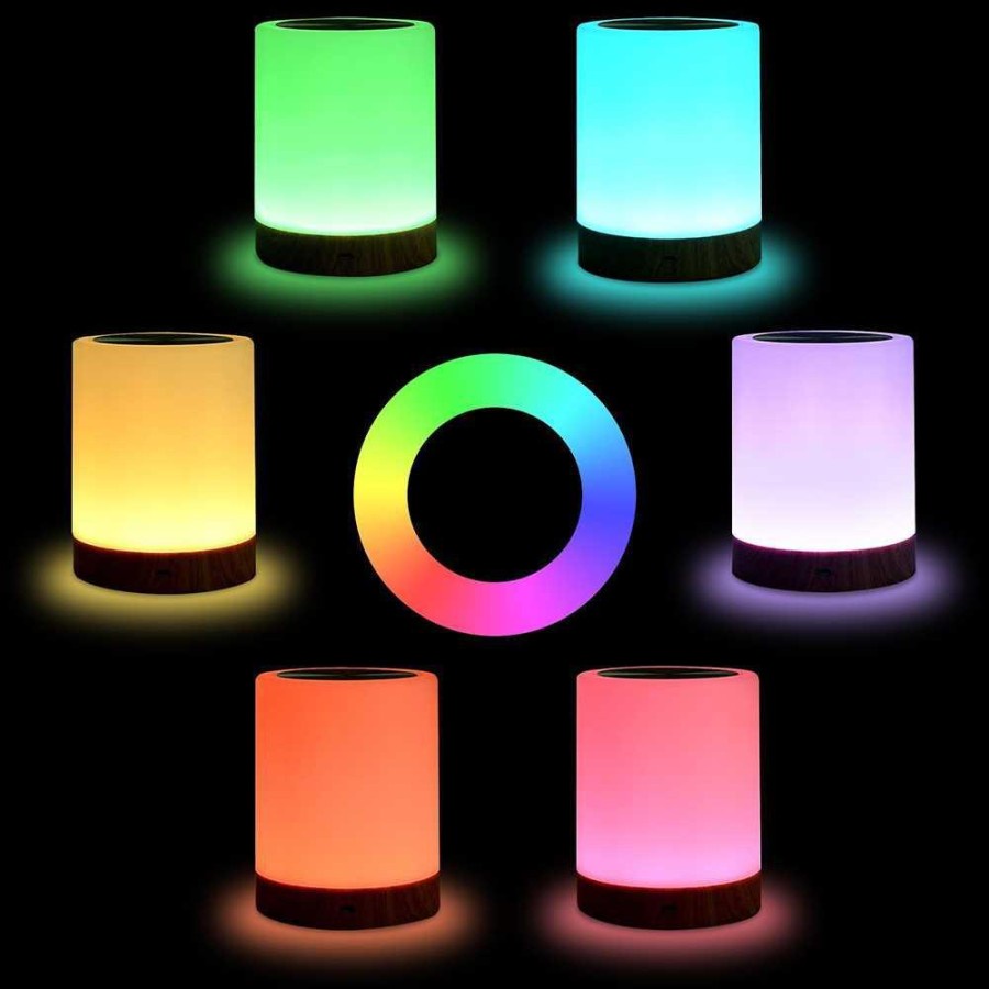 Lampu Tidur LED Touch Light RGB 6 Color USB Rechargeable 5V - LYQ - White