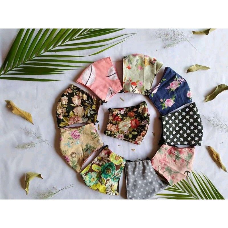 masker  motif hijab headloop/masker hijab kain motif  non medis