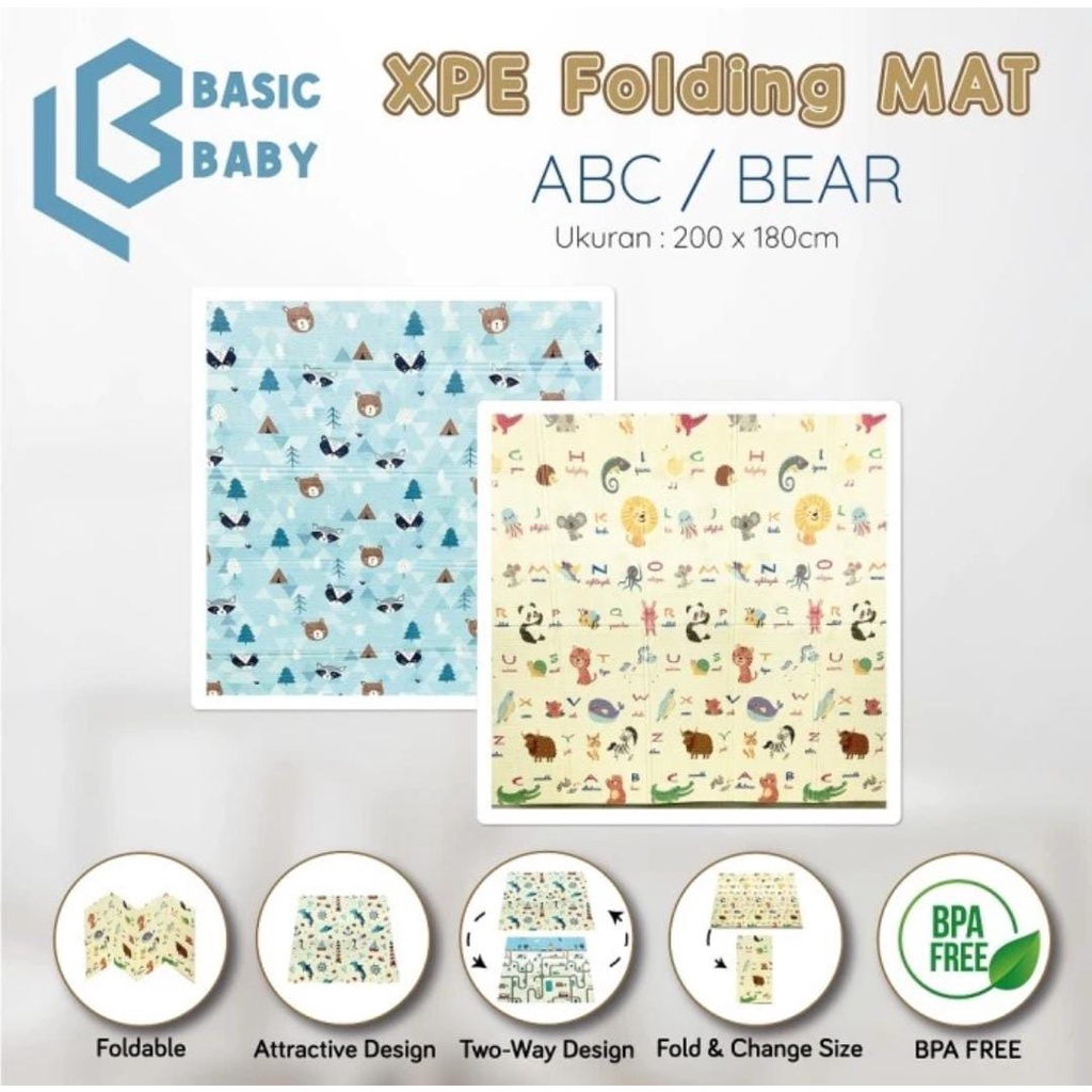 Basic Baby XPE Folding Mat - ABC/BEAR