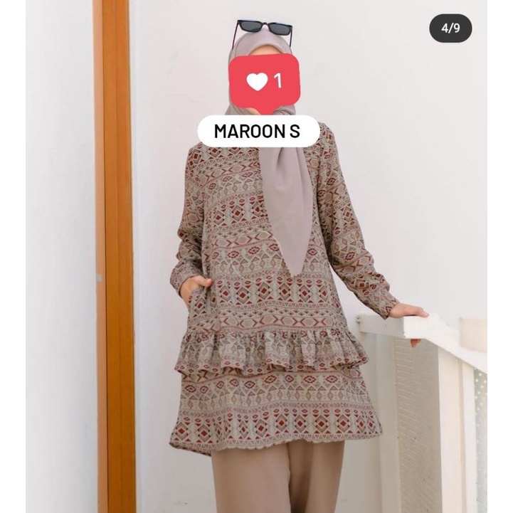 KHADRA LONG TUNIK MAROON by LIGHTS.CLO