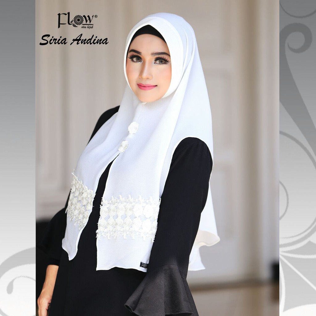 Jilbab Syria Intan Andina pet Antem Aksen Belah Variasi Renda Prada High Quality