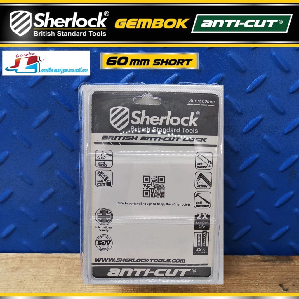 Gembok Original Sherlock British Anti-Cut Lock Short 60mm