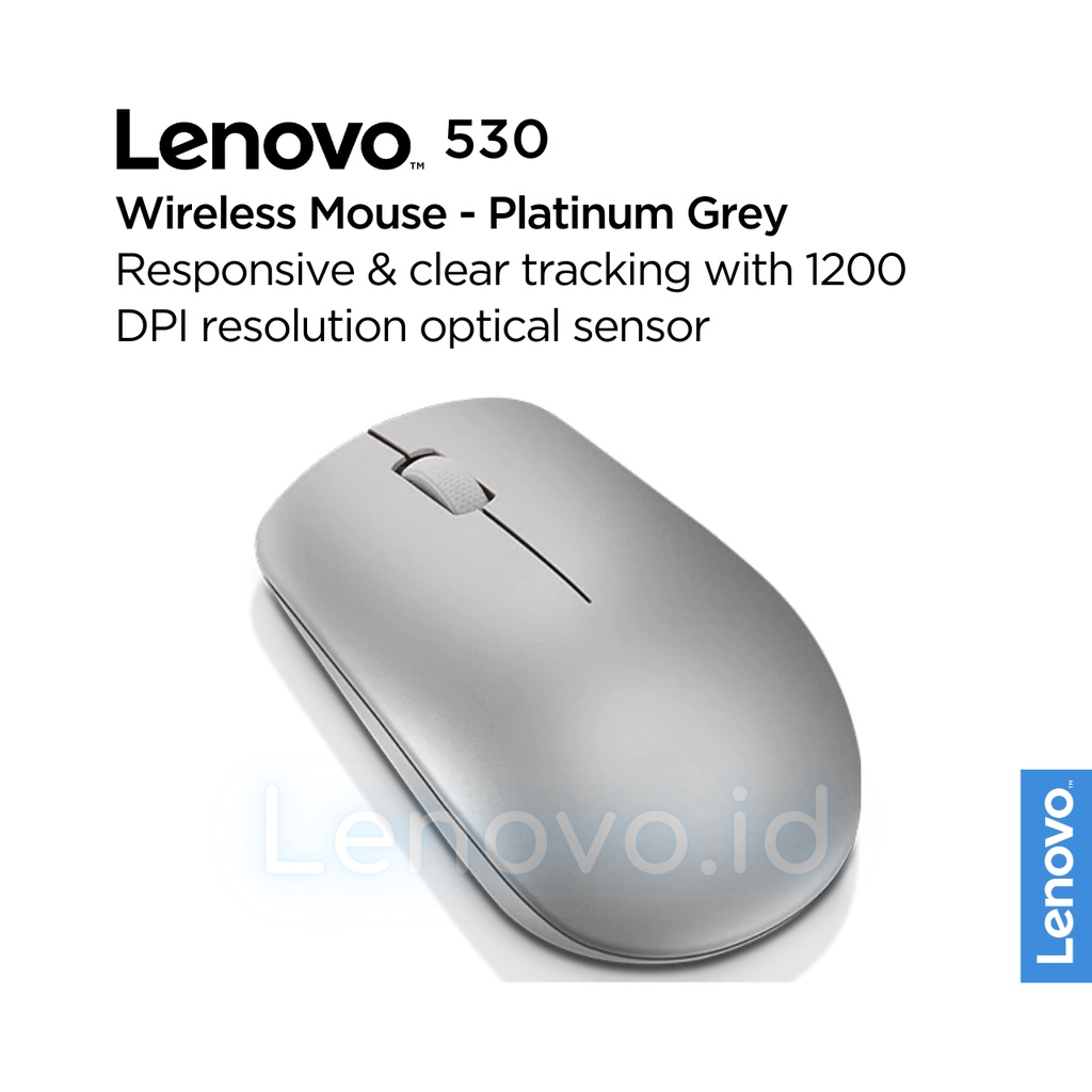 Lenovo 530 Wireless Mouse Optical USB Type-A 2.4GHz, 1200 DPI, Platinum Grey GY50Z18984, Abyss Blue GY50Z18986, Almond GY50Z18988, Graphite Grey GY50Z49089, Cherry Red GY50Z18990-1
