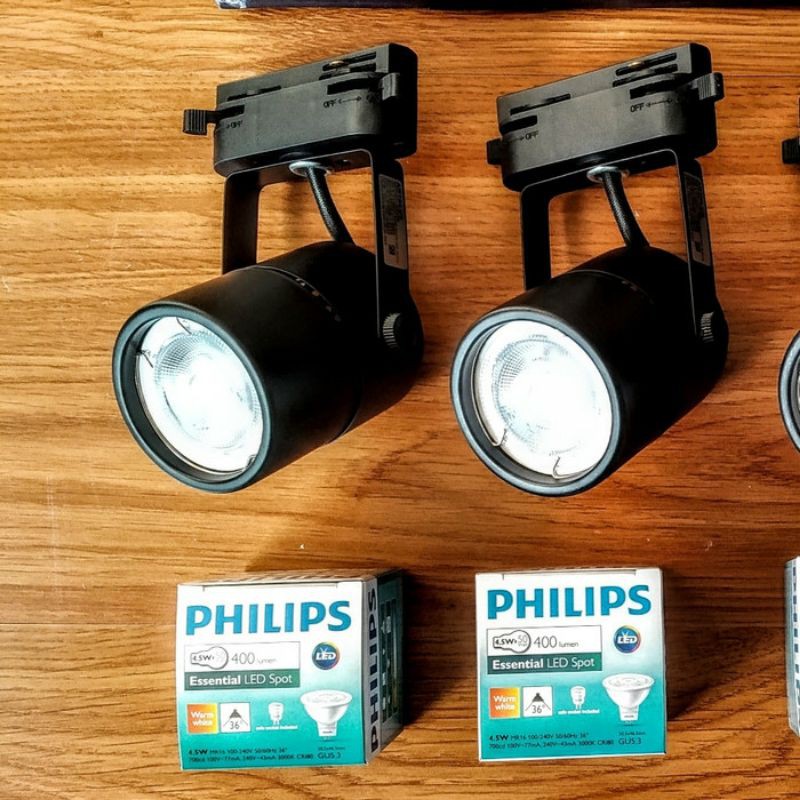 Paket promo 2set lampu rel led philips 3w dan 1 rel