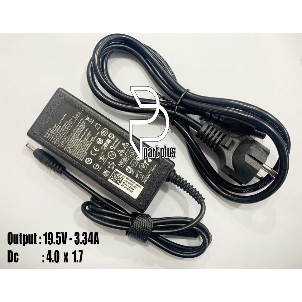 Adaptor Charger Laptop  Dell 19.5V-3.34A 65W DC 4.0 X 1.7mm Small Plug