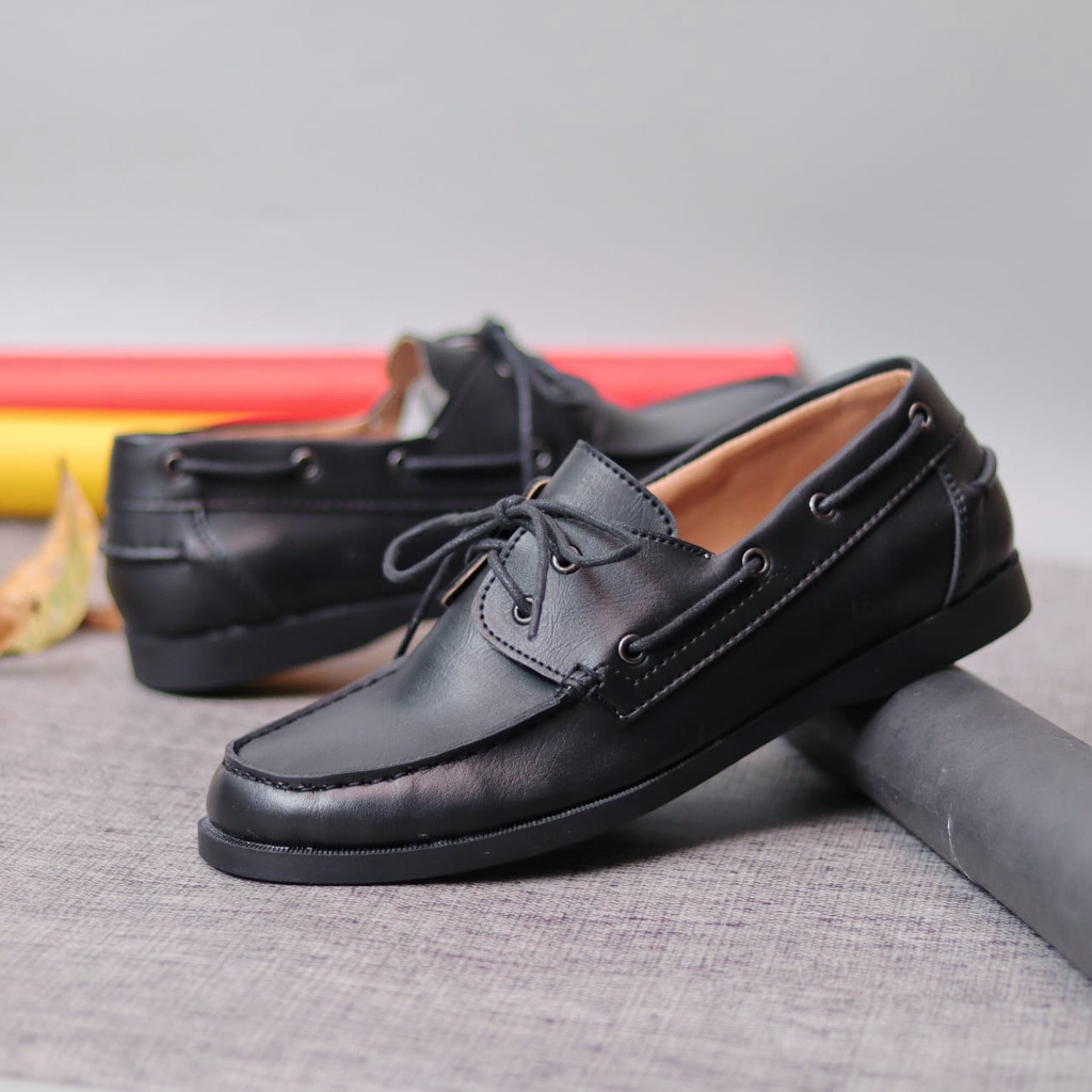MOLK Sepatu Formal Casual Pantofel Hitam Tali Kerja Kantor Kuliah Kulit Pu