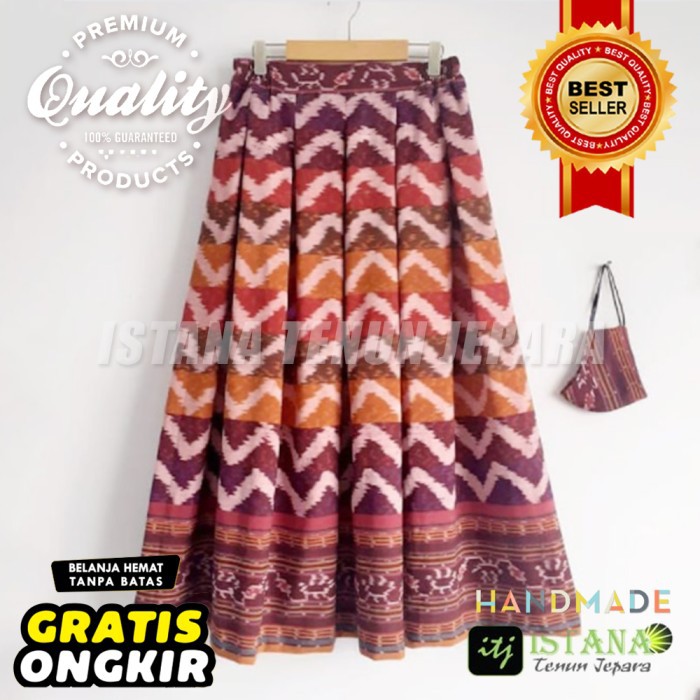 Rok Songket Batik Wanita - Skirt Tenun - Rok plisket pelangi