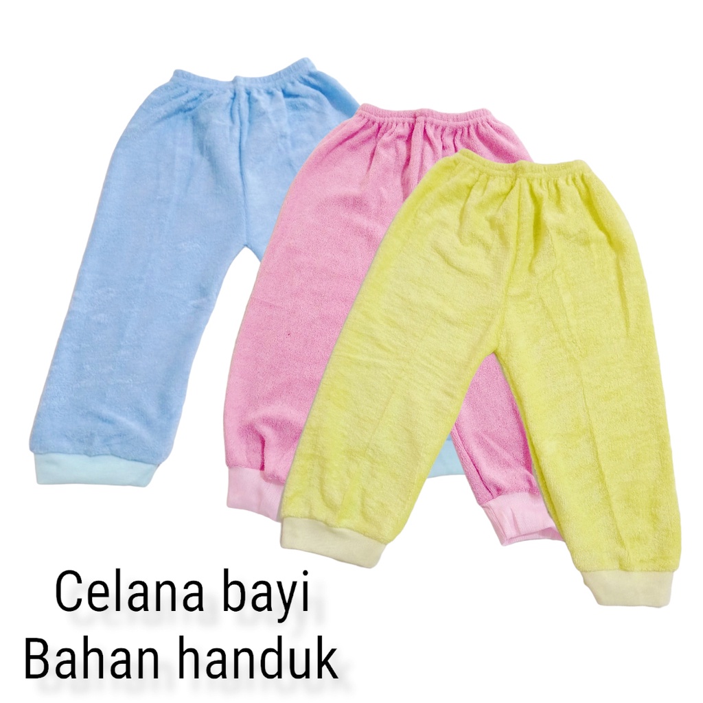 |3 Pcs| Celana Handuk Bayi | Celana Panjang Bayi Bahan Handuk