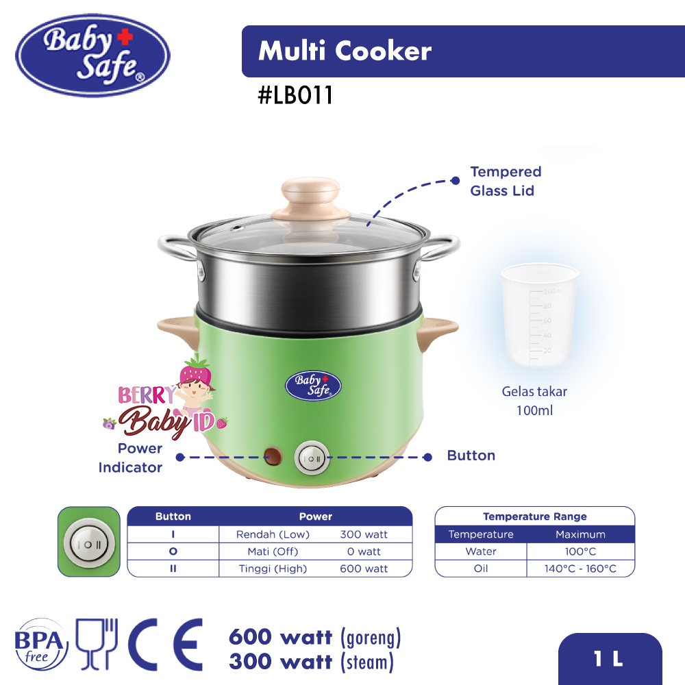 Baby Safe Multi Cooker 1 Liter LB011 MPASI Bayi Baby Food Maker 1L Berry Mart