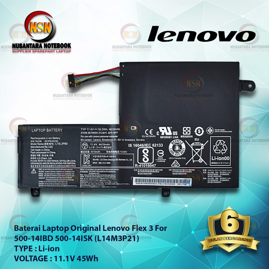 Baterai Laptop Original Lenovo FLEX 3 FLEX 4 500-14IBD 500-14ISK L14M3P21/L15L