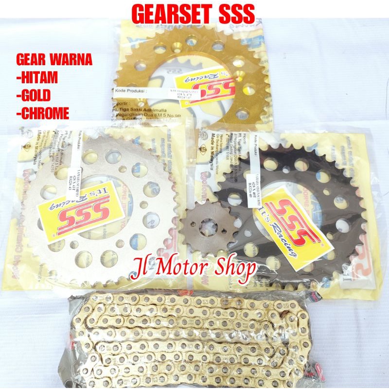 GIR GEAR SET GEARSET SSS 415 428 VIXION OLD VIXION NEW R15 OLD V1 V2 XABRE JUPITER MX KING BYSON MXKING 150 GEAR DEPAN BELAKANG PLUS RANTAI