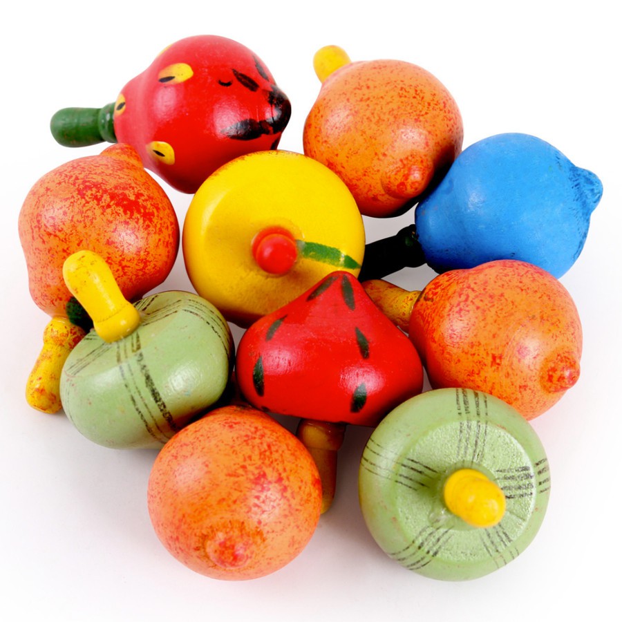 Mainan Gasing Kayu Klasik Bentuk Buah Untuk Edukasi/Hadiah T2