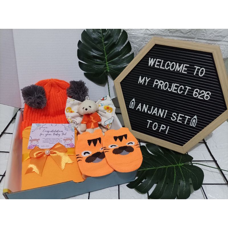 ANJANI SET | BABY HAMPERS BAYI GIFT KADO SET | PAKET LAHIRAN BAYI LAKI - LAKI PEREMPUAN UNISEX-Kupluk Orange