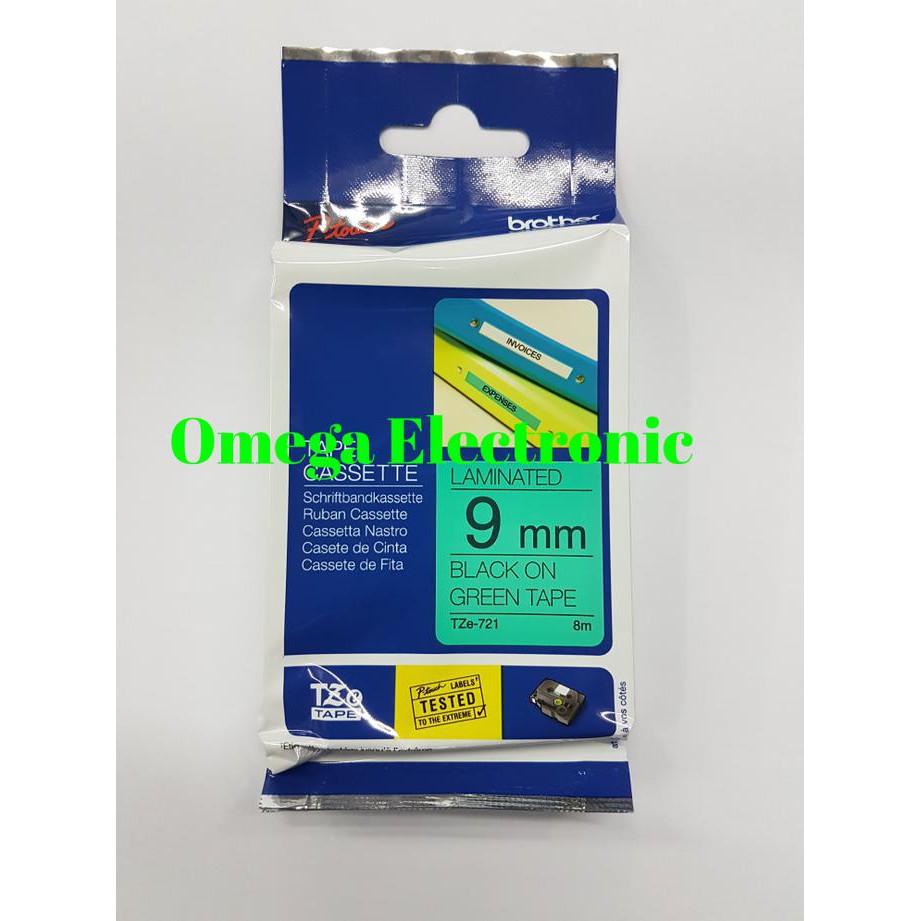 

Brother Label Tape Tze 721 - 9Mm Black On Green Tze-721