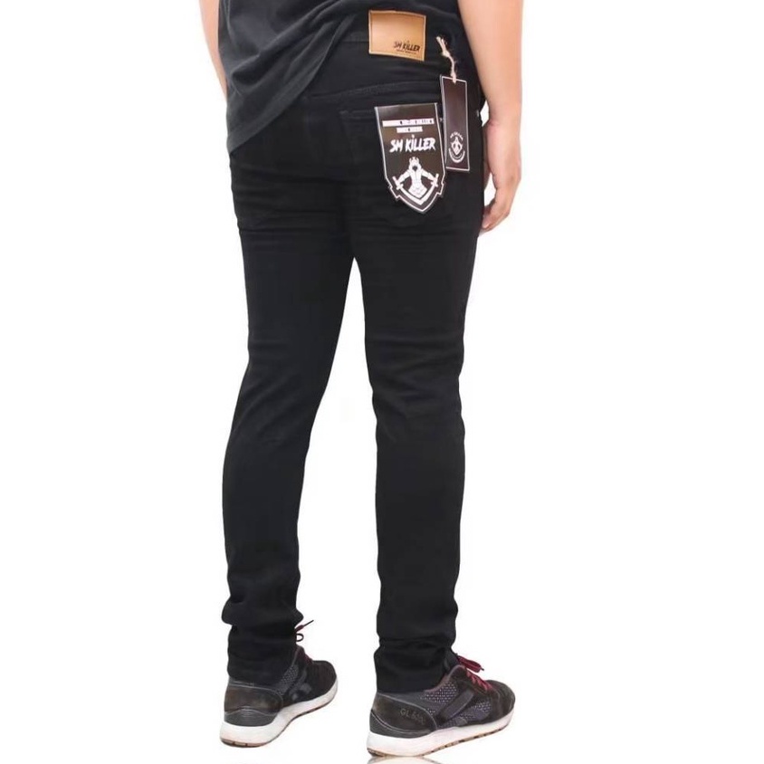 Celana Jeans Panjang Pria Semi Slim Fit New Denim Stretch Hitam-Abu-Garmen Jeans Panjang Pria Skinny Premium Terbaru