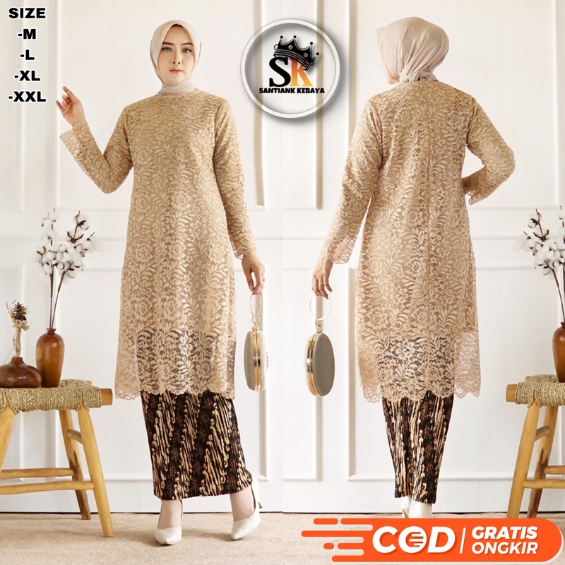 Kebaya Tunik Brokat Stelan Kebaya Modern Kebaya Wisuda Baju Kondangan Wanita Set Kebaya Tunik Terbaru