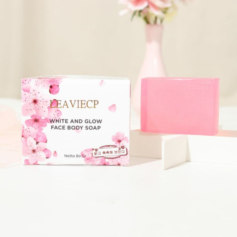 LEAVIECP WHITE AND GLOW FACE BODY SOAP 80 GR ~ SABUN PENCERAH WAJAH LEAVIECP