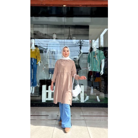 Tunik polos kancing kerah