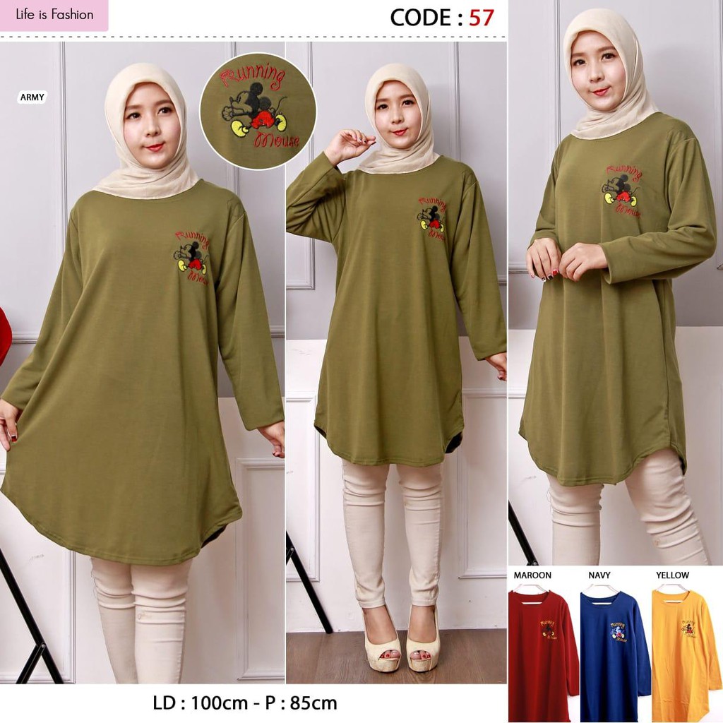 Tunik Muslim Bordir Fit XL-XXL LD 100 Melar Bhn Babyterry Import Premium A2