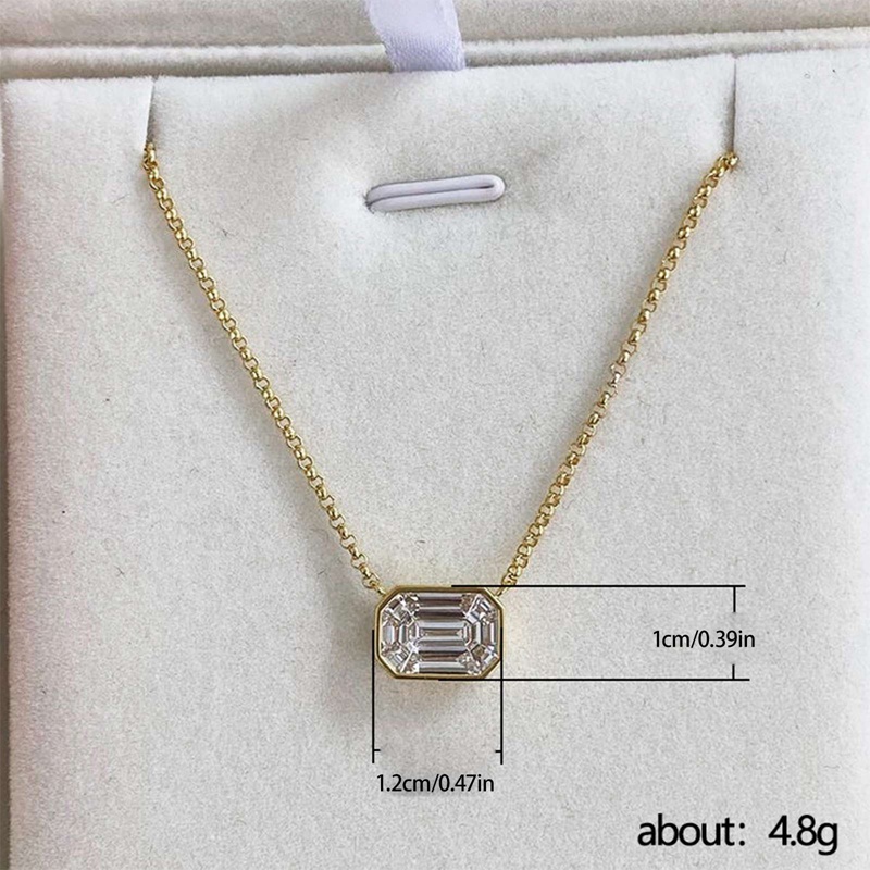 Kalung Dengan Liontin Bentuk Geometris Bahan Cubic Zirconia Untuk Wanita