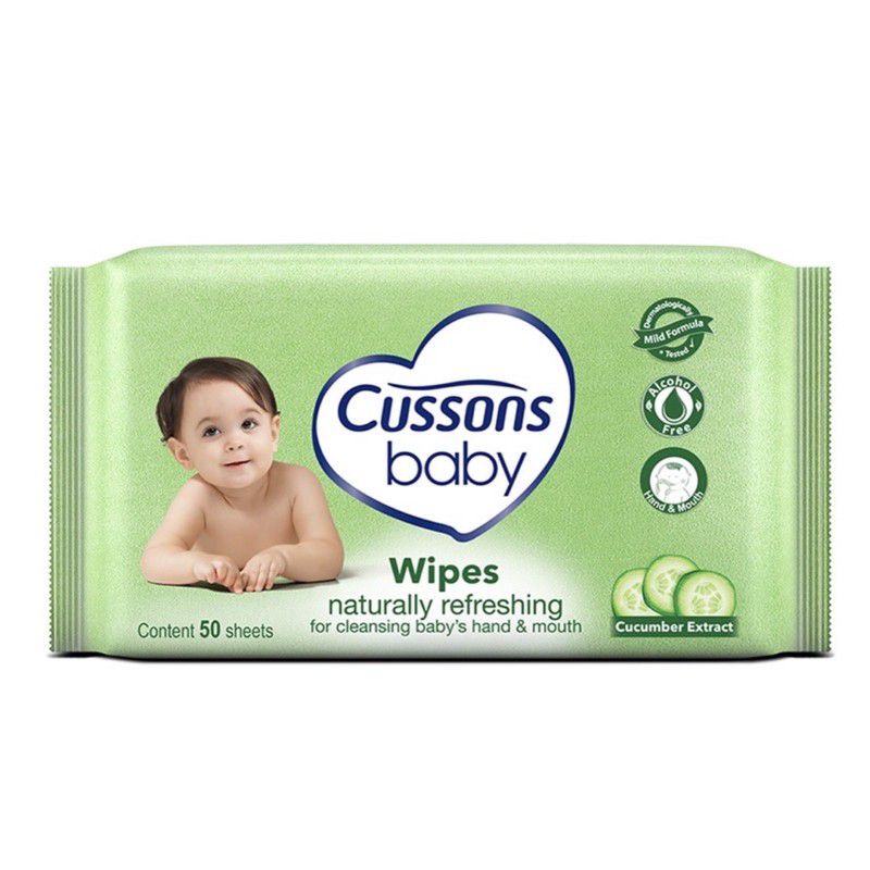 CUSSONS BABY WIPES - TISU BASAH NATURALLY REFRESHING 50+50 SHEET